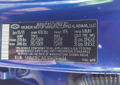 2023 Hyundai Tucson Sel z USA, uszkodzony, nr VIN 5NMJFCAE1PH291634